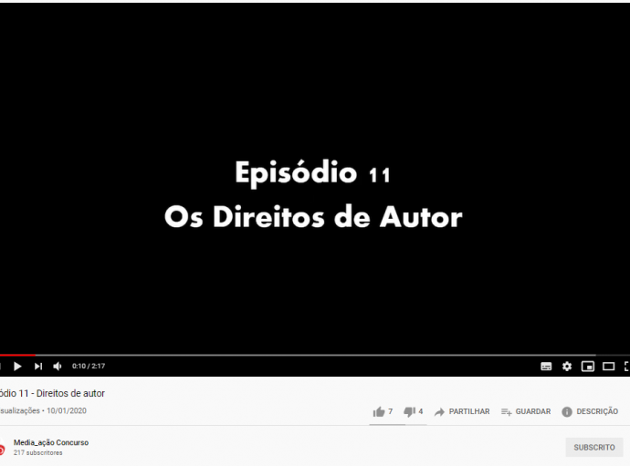 Fundo preto com o título do vídeo - episódio 11 - os direitos de autor