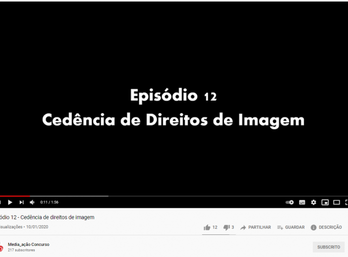 Fundo preto com o título do vídeo - episódio 12 - cedência de direitos de imagem