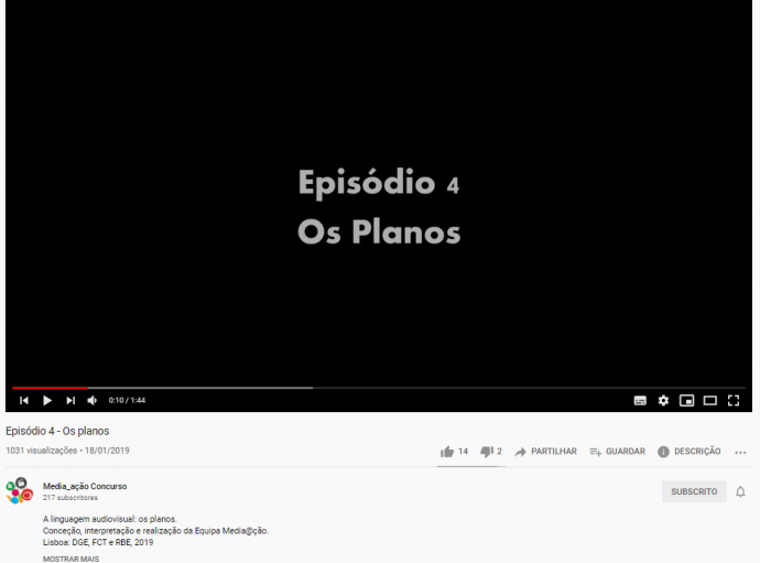 Tela preta, no canal youtube, com a identificação do nome do vídeo "Episódio 4 Os Planos"