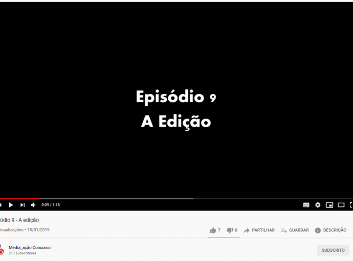 Fundo preto com o título do vídeo - episódio 9 - a edição